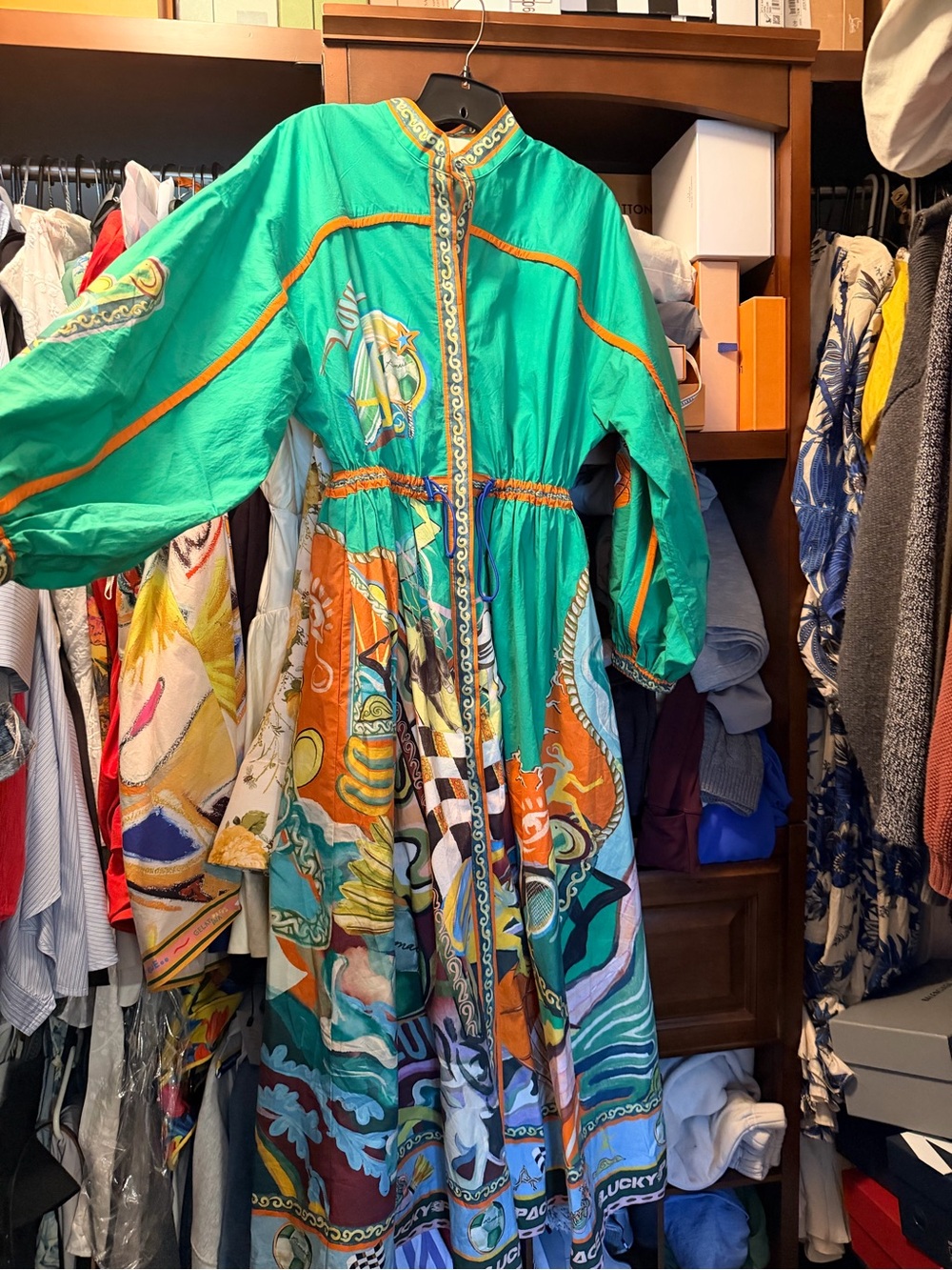 Alemais Green and Orange Printed Maxi Dress
